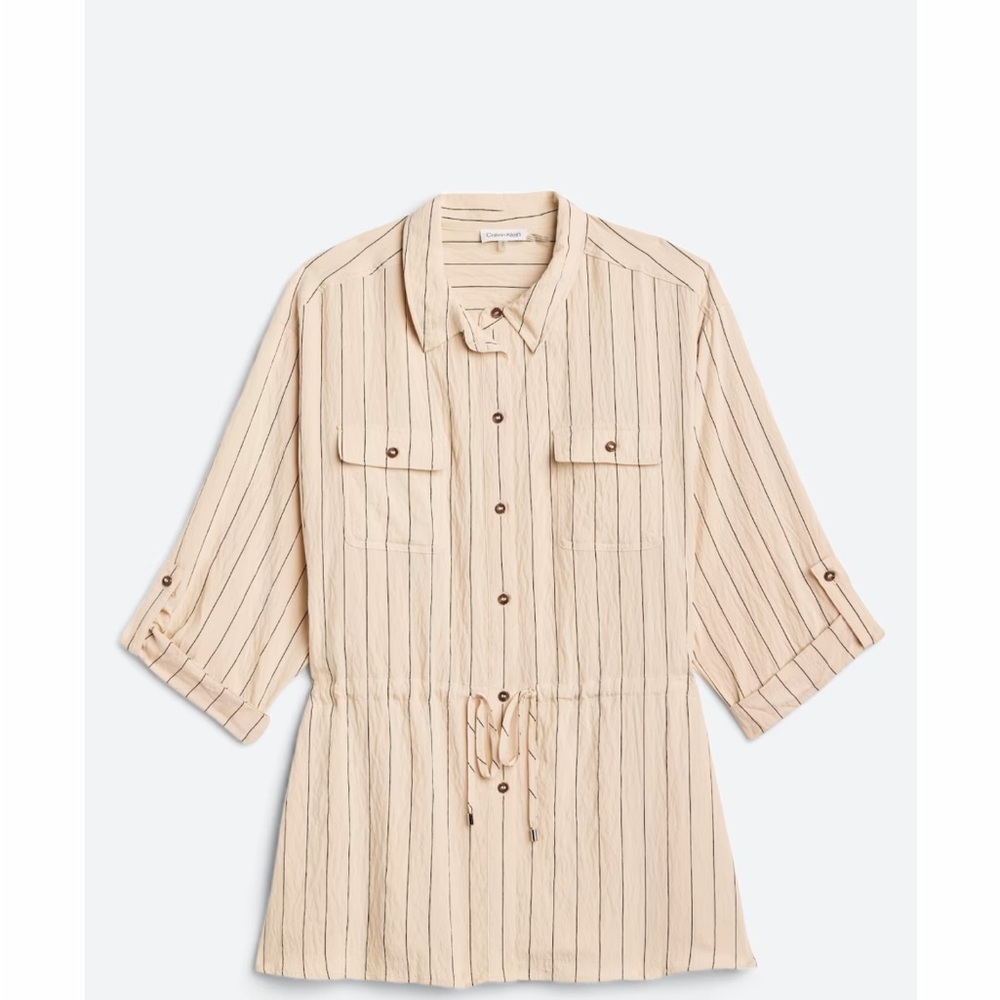 Calvin Klein Striped Beige Tunic Shirt